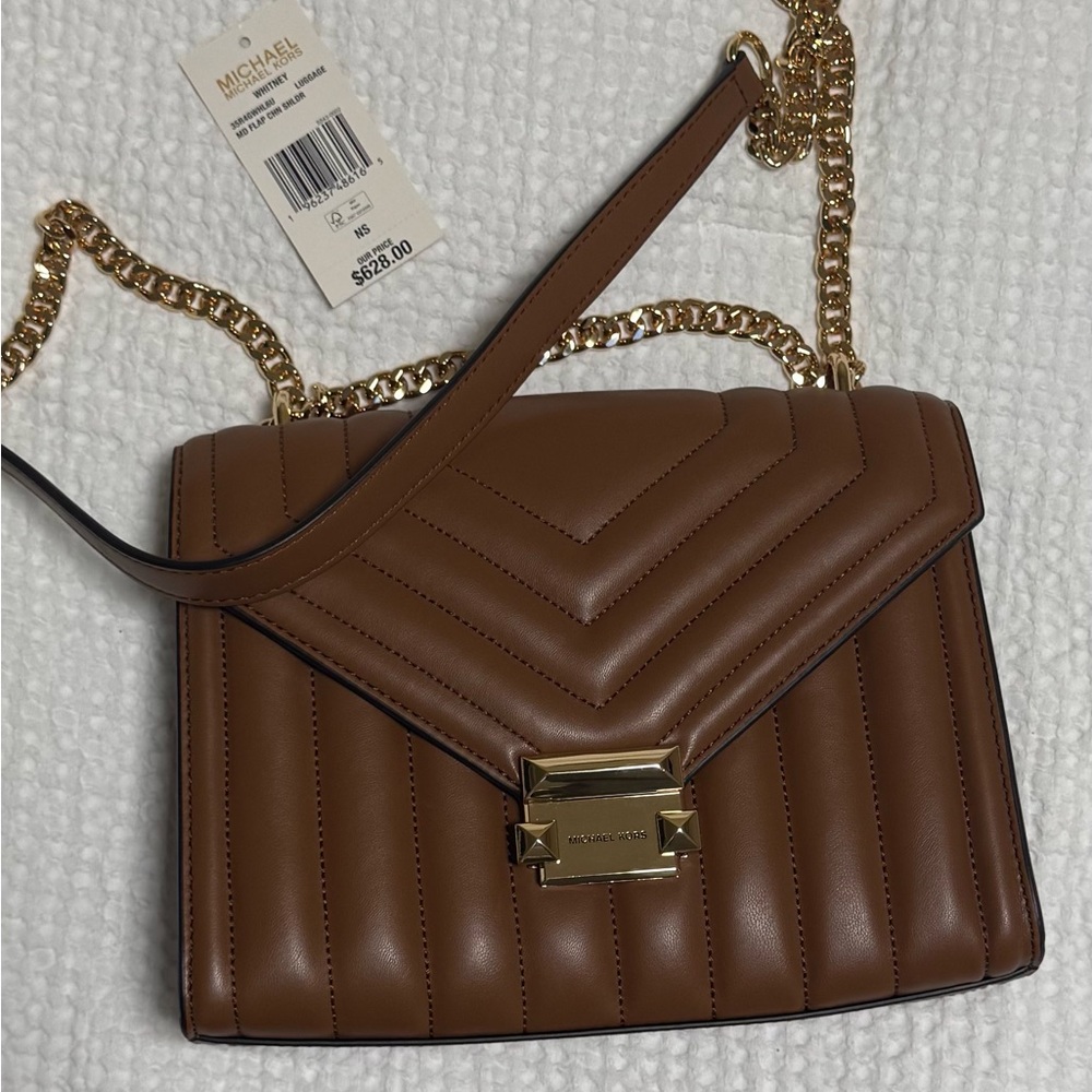 Michael Kors Whitney Tan Quilted Crossbody Bag